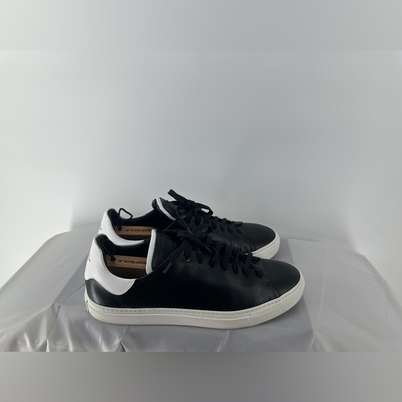 Good Man Brand Edge Lo-Top Black Tumbled Vachetta Leather Sneakers